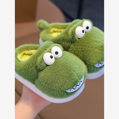 儿童棉拖鞋男童2025秋冬新款保暖宝宝毛绒绒中大童男孩女家居棉拖