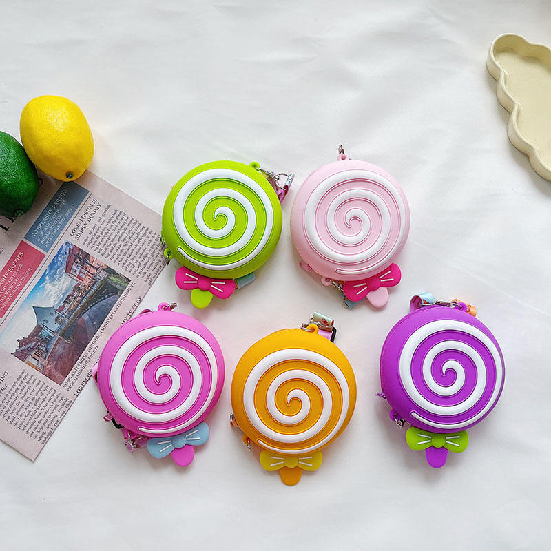 儿童硅胶小包时尚卡通斜挎包小孩可爱棒棒糖小挎包女童公主零钱包