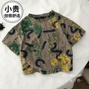 男童夏装短袖T恤2026新款中大童夏季男孩薄款体恤儿童上衣t痞帅风