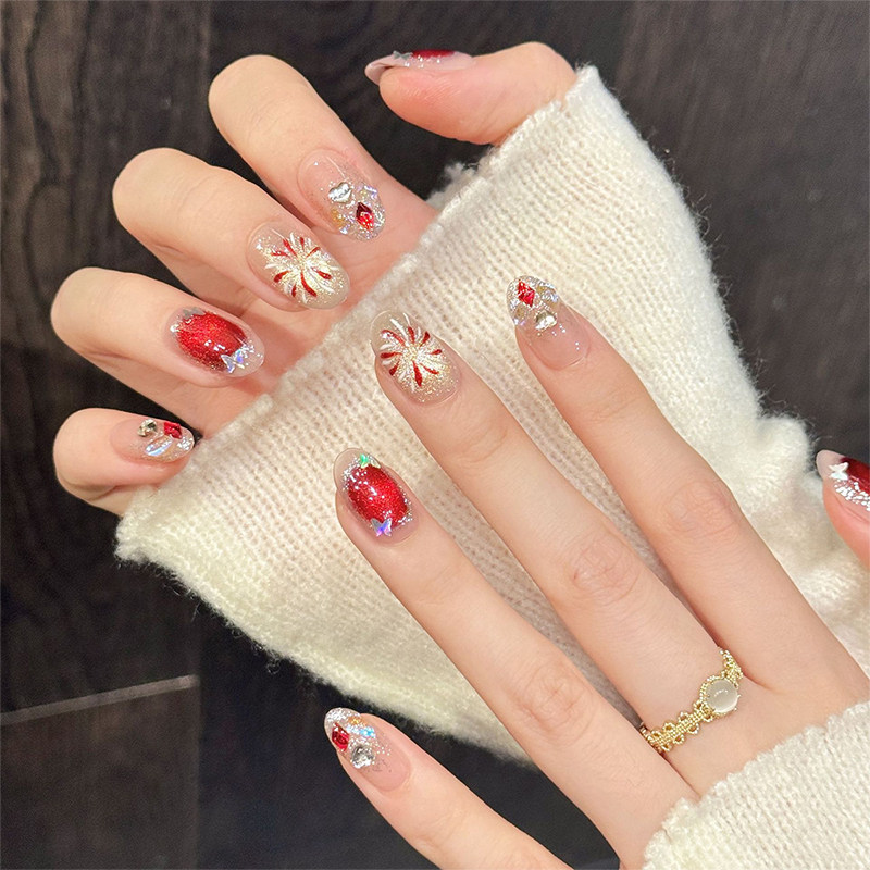 纯手工穿戴甲2026新款新年美甲短款中长款甲片指甲贴片轻奢高级感,彩妆/香水/美妆工具,穿戴甲/甲片,淘宝优惠券,粉丝福利购,淘宝优惠卷