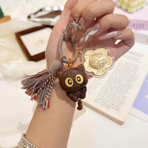 水贝黄金罗小黑摇尾巴挂件送朋友礼物手机链挂绳钥匙扣挂件