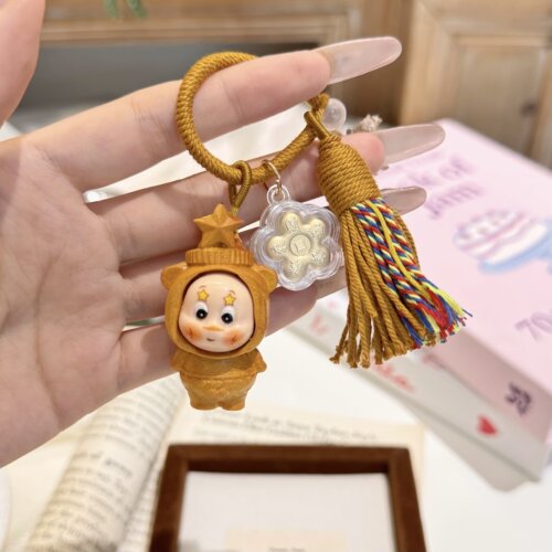 水贝黄金星星人周边包包实木挂件送朋友礼物手机链挂绳钥匙扣挂件