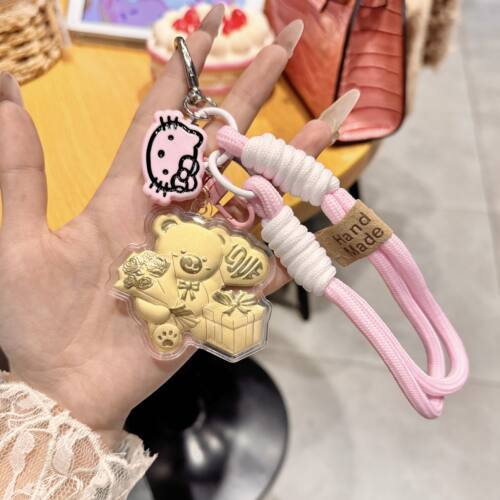 过节送礼水贝深圳黄金love小熊手捧花手机链钥匙扣包挂件礼物