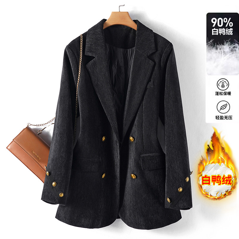 韩版不起球不粘毛羽绒西装外套