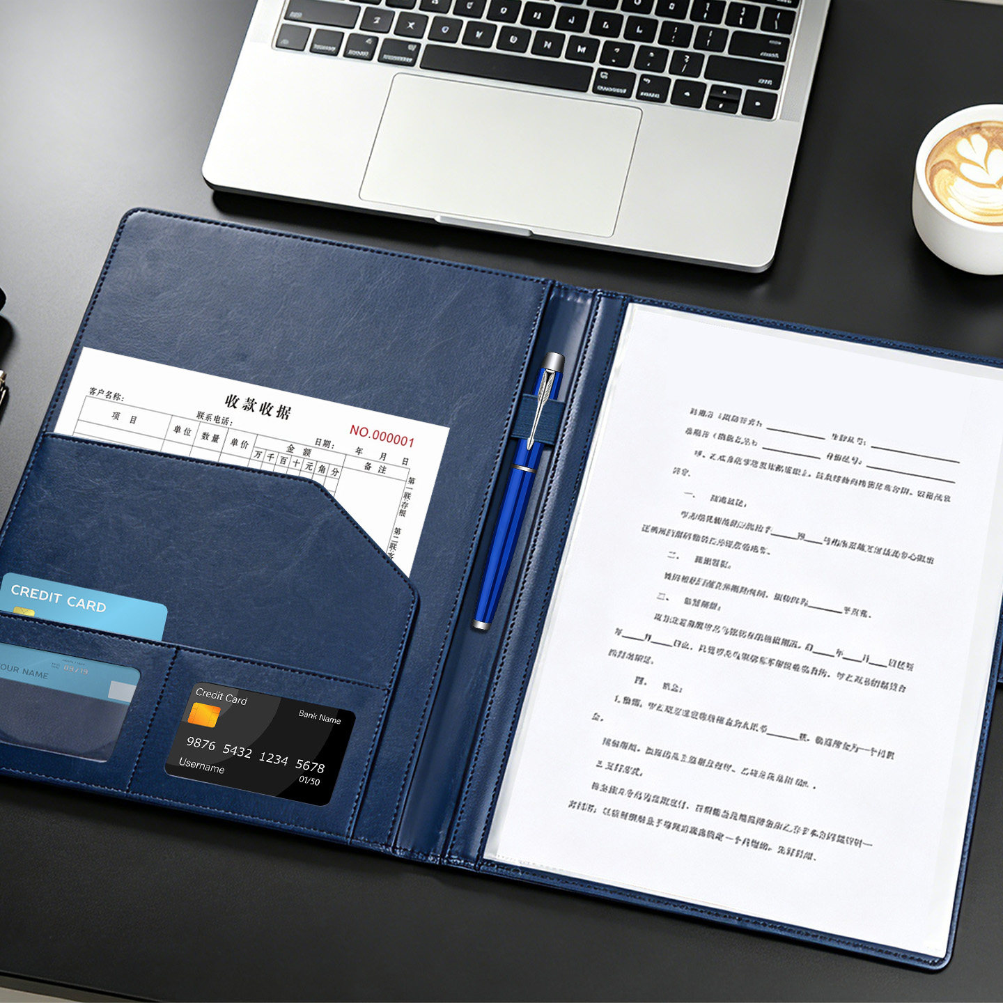 A4多功能文件夹销售板夹量房本资料夹皮质经理夹谈单本办公用品板夹会议合同夹签约本垫板商务定制封面印logo