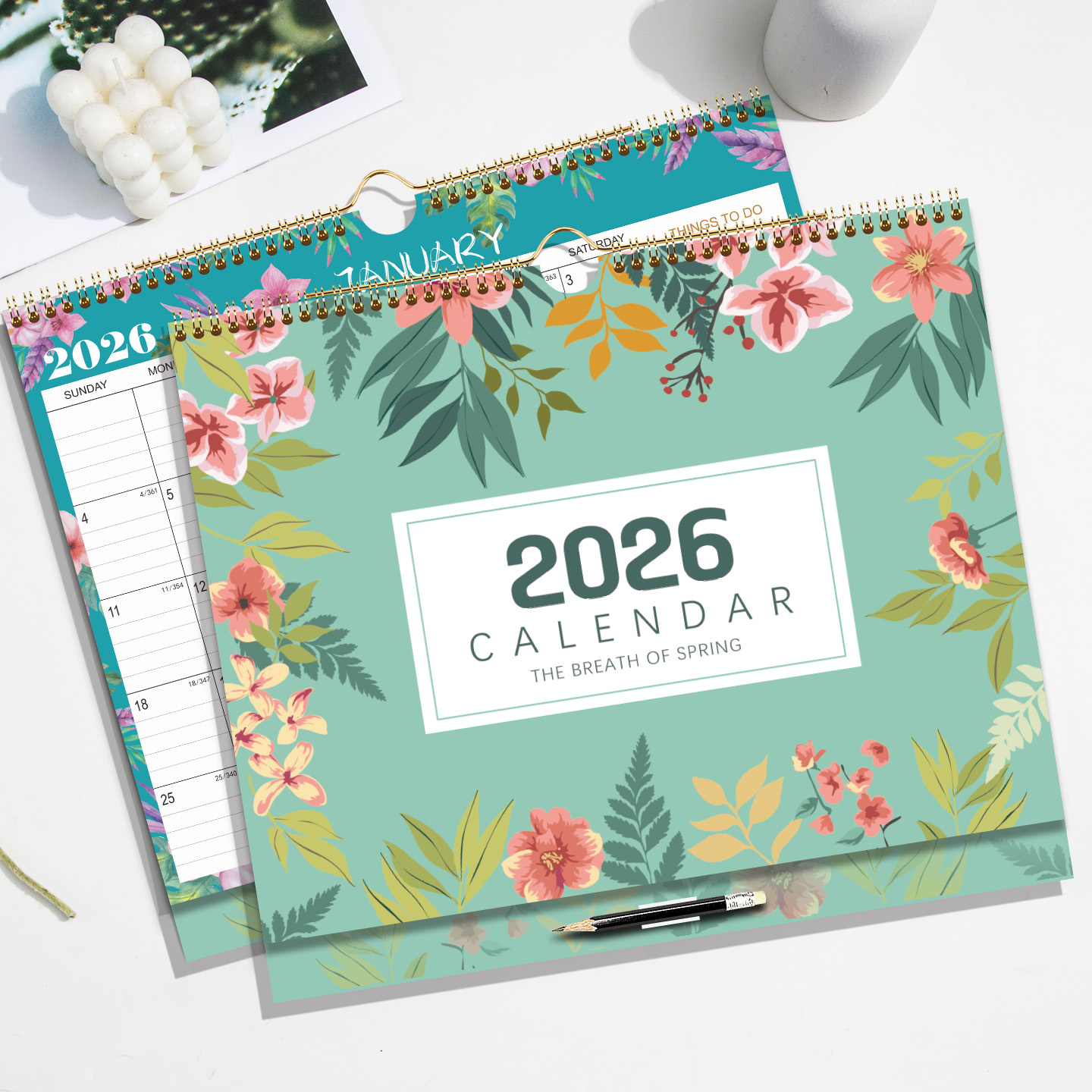 英文版简约挂历2026美式办公月历