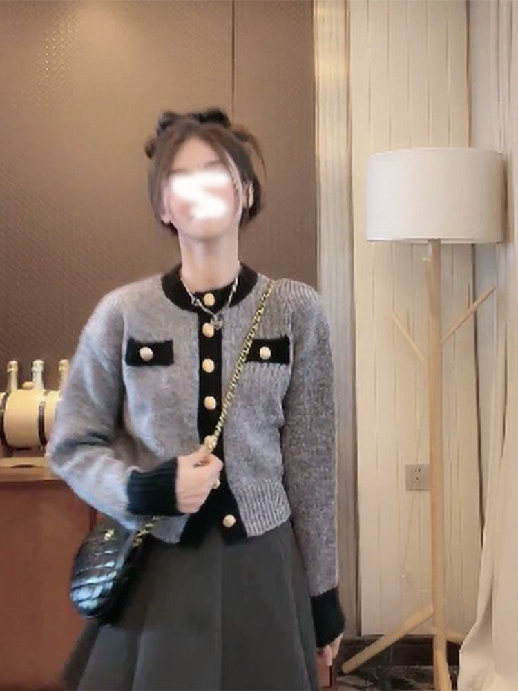 달콤하고 늠름한 탑 부드럽고 왁시한 스웨터 재킷 레이지 스타일 하이엔드 디자인 틈새 여성 니트 가디건 탑