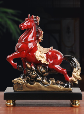 马上发财生肖马摆件彩铜马工艺装饰品办公室招财摆设桌面开业礼品