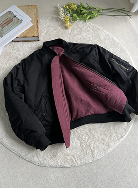 Xanvas三色酒红丝绒年度王炸bomber夹克棉服双面穿ma1飞行员外套
