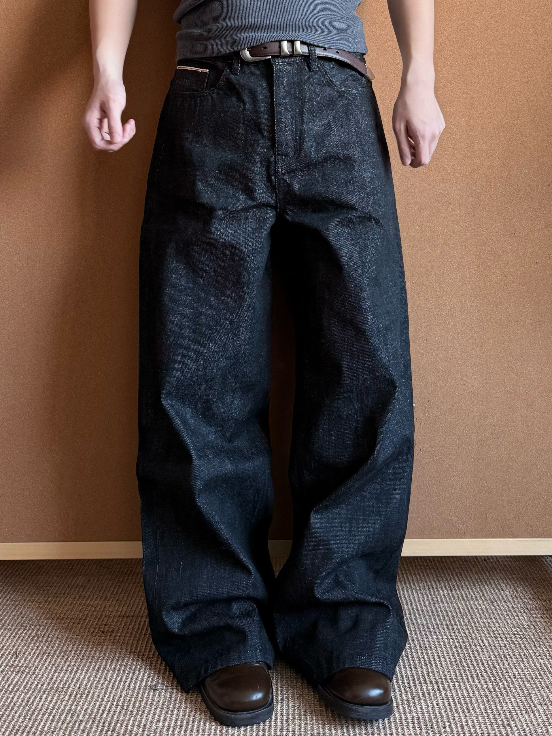 thumbnail for Xanvas Tricolor 25 Edition King of the Year 14.5oz Red Ear Original Beef Straight Leg A-Line Jeans Silhouette
