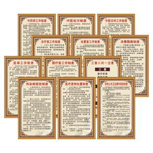 中医诊所制度牌全套门诊医院科室药房规章三查八对一注意医师工作职责个体医疗机构规范上墙标识牌标志贴一套