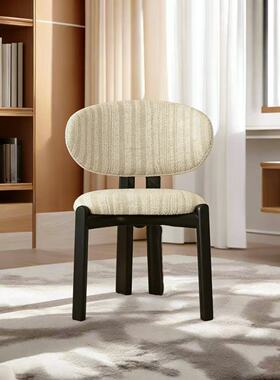 中古餐椅实木复古布艺奶油风自然慵懒法式椅子2025新款靠背椅