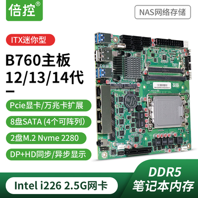 倍控B760 NAS主板软路由ROS妖板Q670 12代14代黑群晖8盘伺服器ITX