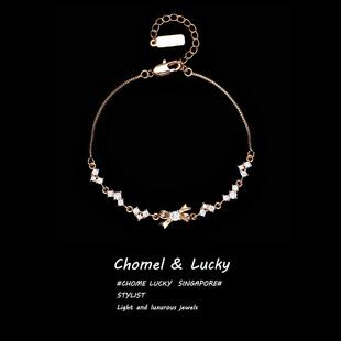 「小碎钻蝴蝶结」s999银手链轻奢小众精致高级感闺蜜女友生日礼物