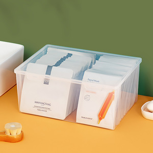 面膜收纳盒化妆品收纳箱桌面置物架透明梳妆台护肤品冰箱置物筐