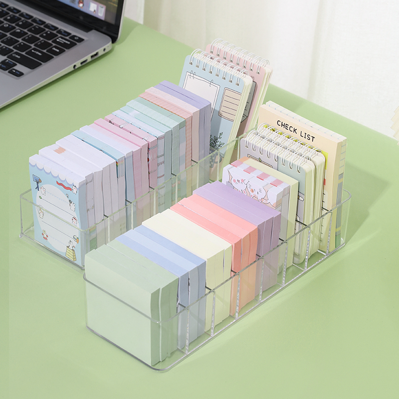 办公桌面便利贴纸便签透明收纳盒