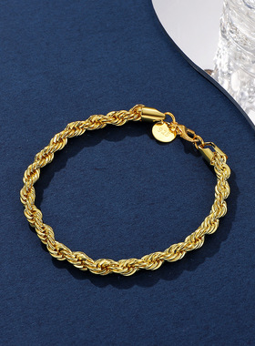 跨境新款手链 ins风简约编织麻花手链 复古时尚情侣手环厂家