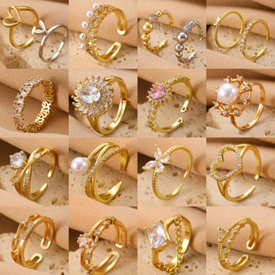 跨境时尚戒指女小众设计ins潮欧美手饰配饰高级感开口指环食指戒