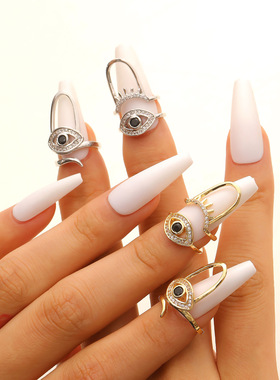 欧美跨境时尚个性恶魔之眼指甲戒