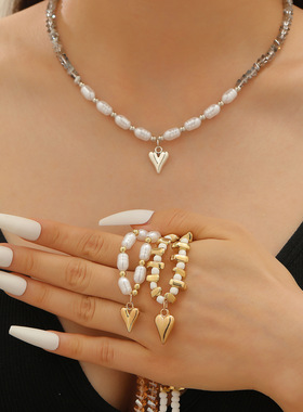 简约不规则CCB碎石珍珠拼接项链