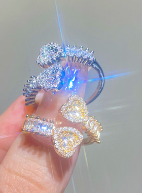 高级感轻奢精致爱心戒指女小众设