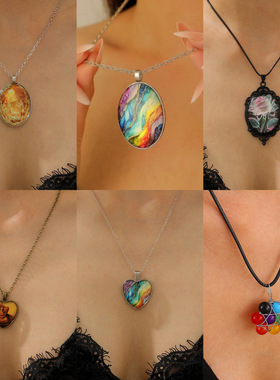 欧美亚马逊时光宝石椭圆玻璃合金