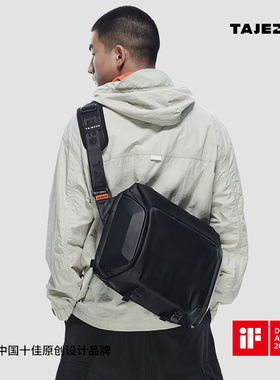 TAJEZZO/探迹者P9黑色时尚斜挎包多功能单反相机包男潮收纳内胆包