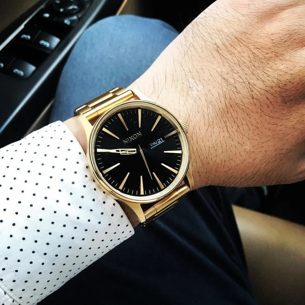 美国代购正品nixon尼克松手表男时尚黑金钢带运动石英腕表a356510