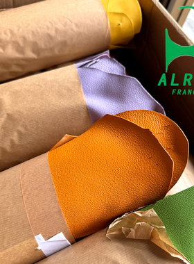 爱马橙色法国进口ALRAN SULLY山羊皮法羊手工皮料 植鞣皮