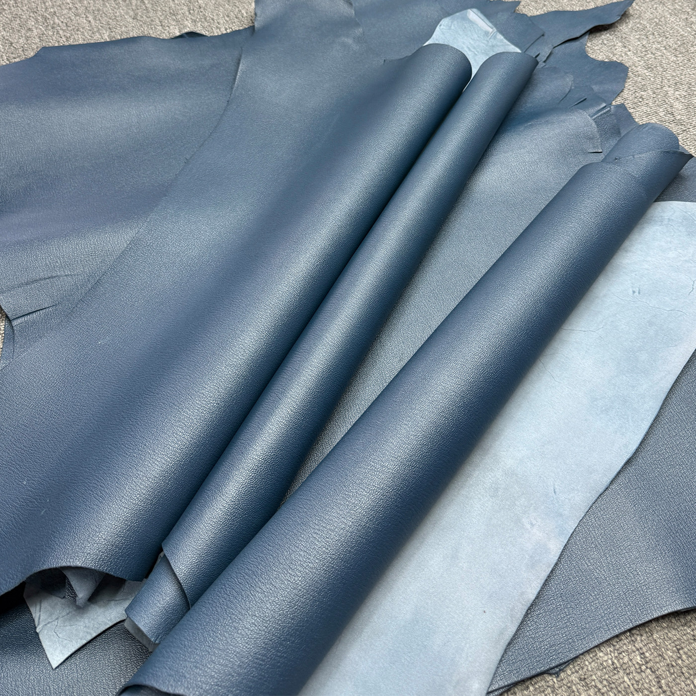 法国缩纹山羊皮H家原版法羊里皮鸭子蓝包包内里皮料1.2mm手工皮具