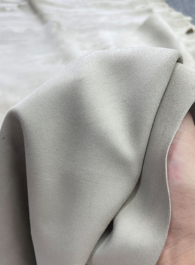 意大利进口胎牛绒里皮外皮翻毛真皮料浅灰色鞋子服装料手工diy