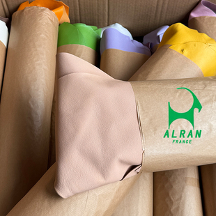 粉底色 法国ALRAN SULLY山羊皮法羊手工皮料 植鞣皮 特价瑕疵皮