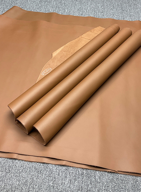 意大利CONCERIA mangusta平纹头层牛皮四边直真皮皮带料金棕色