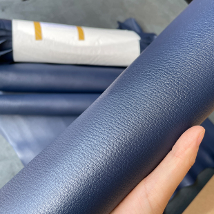法国原版H家法羊缩纹山羊皮包包外皮头层真皮手工diy皮具普鲁士蓝