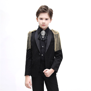 儿童西装套装帅气男童燕尾服中大童走秀表演演出服钢琴演奏礼服潮