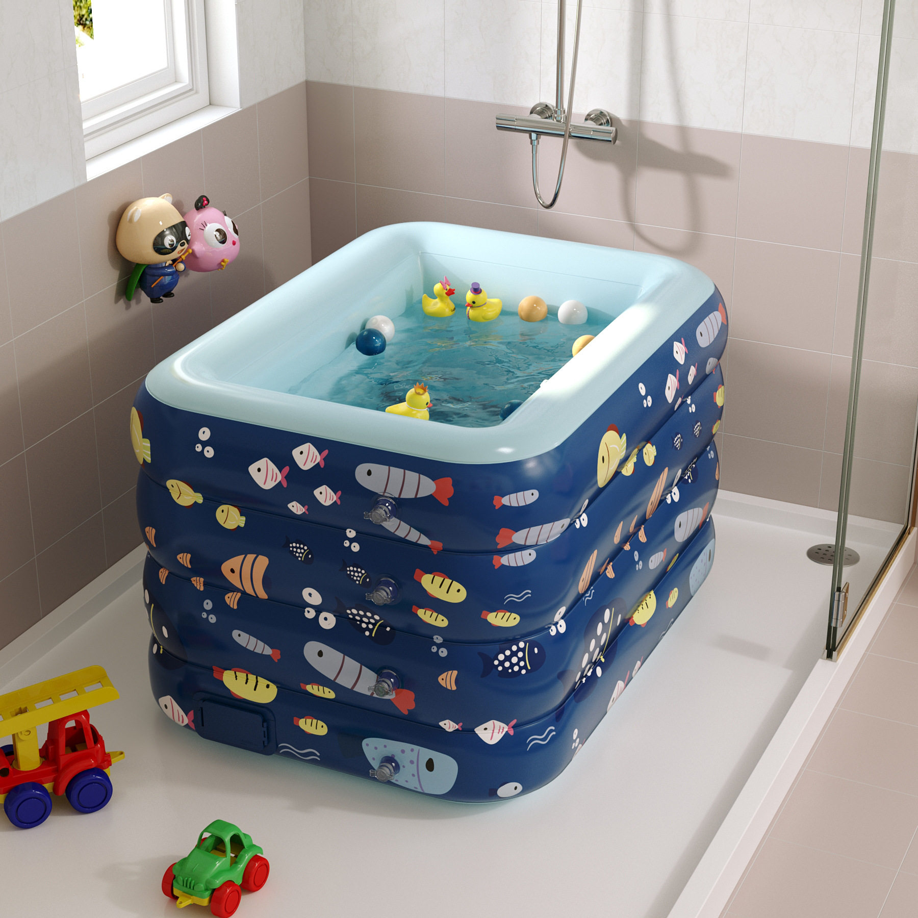 婴儿游泳池家用儿童自动充气宝宝游泳桶可折叠小孩洗澡加厚戏水池