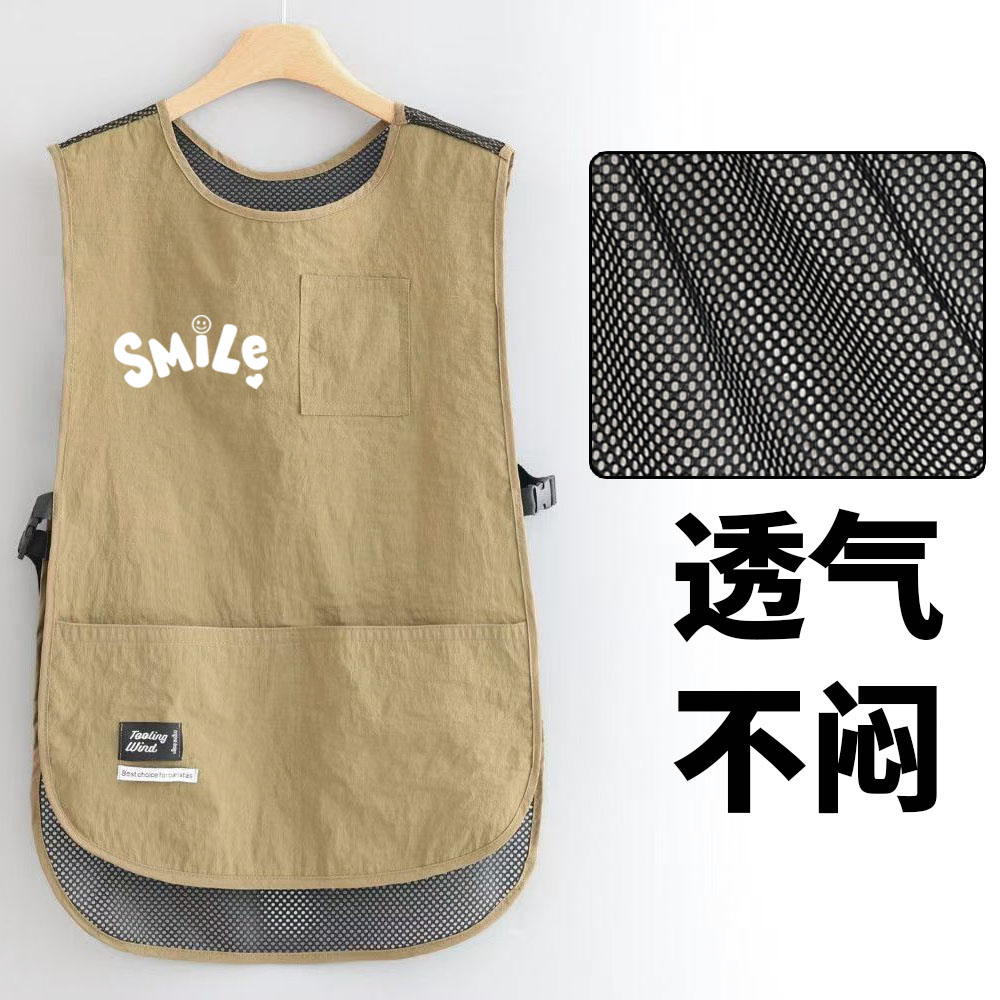 夏季薄款透气马甲式围裙工作服