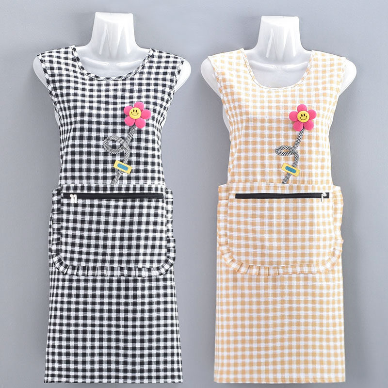 新款坎肩围裙纯棉布料柔软家用厨房做饭家里家外女韩版日系工作服