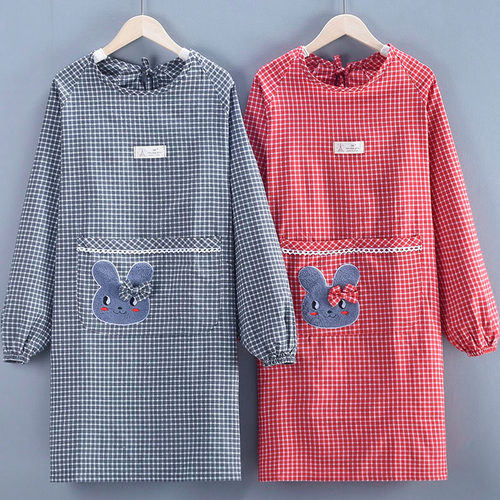 杉格纯棉韩版防油污可爱卡通罩衣