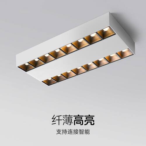 新款超亮明装格栅灯无主灯客餐厅吸顶免开孔式COB高档场所护眼灯
