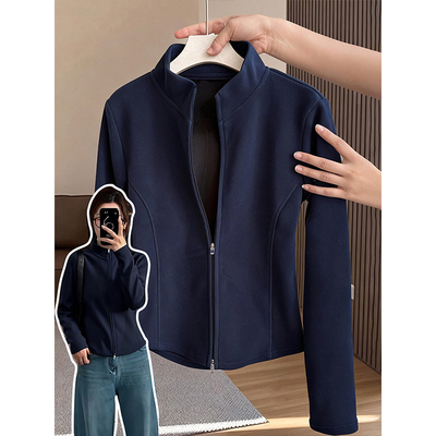 摇粒绒女内搭冲锋衣内胆外套秋冬季修身加绒加厚打底保暖卫衣上衣