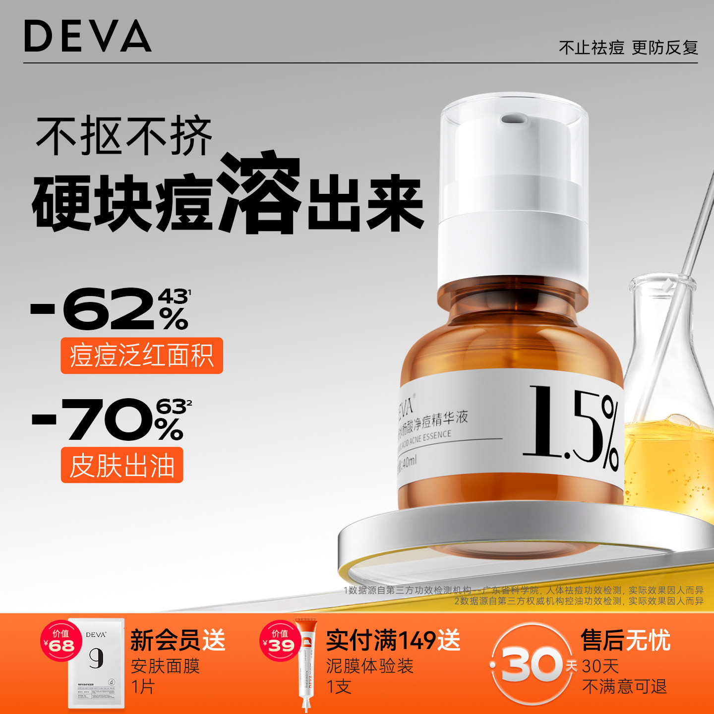 DEVA分浓度2%水杨酸精华液S6祛痘去闭口粉刺黑头控油正品