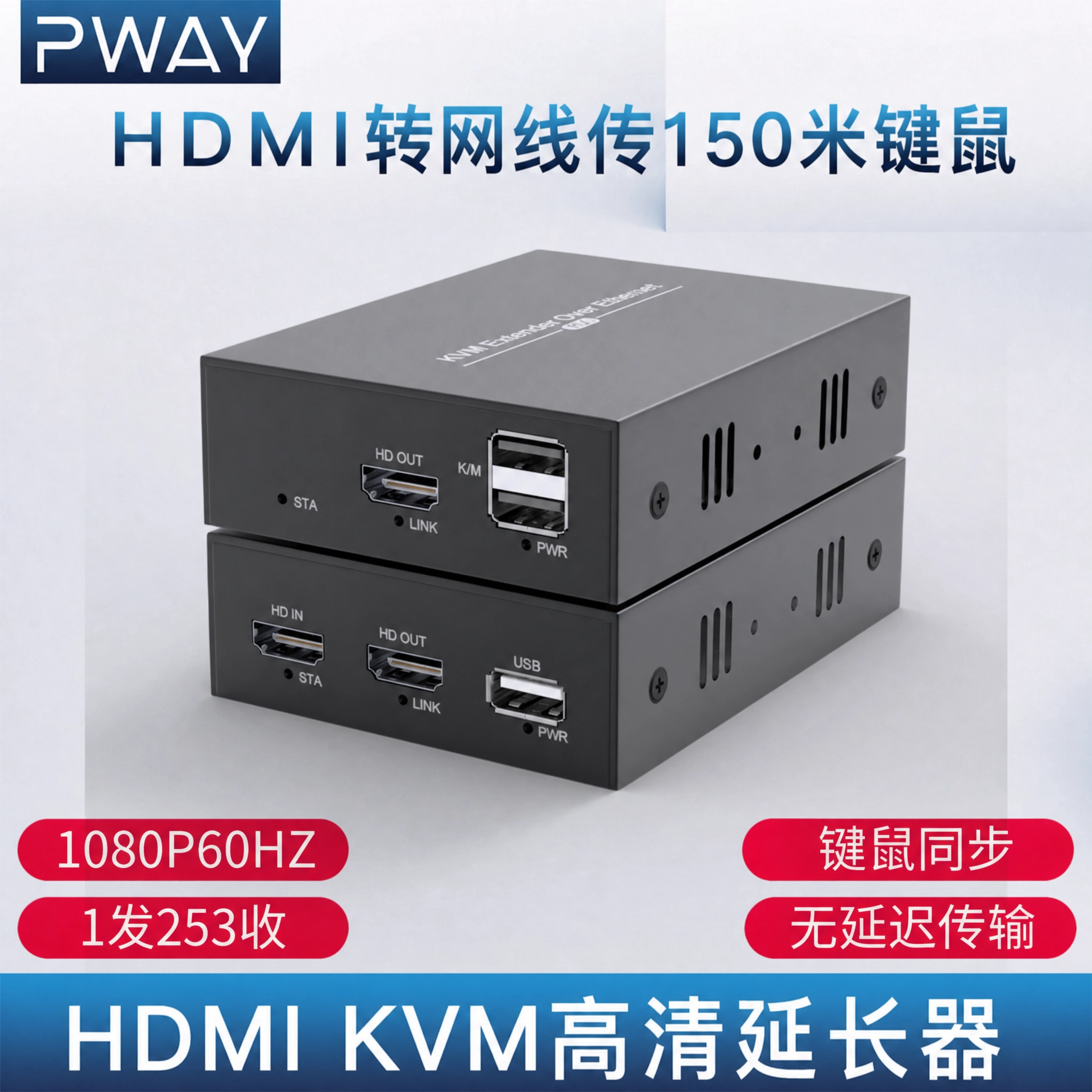 品为HDMI网线延长器带USBKVM放大收发器转换分屏器RJ45网口音视频60米150米传输远端支持键盘鼠标过交换机