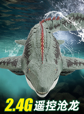 2025新款大号遥控沧龙可下水模型水上电动船苍龙玩具男孩游泳喷水