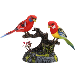 儿童玩具仿真声控鸟电动感应鹦鹉小鸟笼子宝宝会动的鹦鹉会学说话