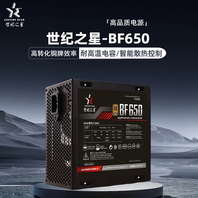 世纪之星BF650台式电脑主机电源额定650W主动式PFC宽幅温控长线材