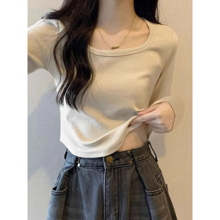 300斤德绒打底衫 短款 女春秋修身 t恤衫 上衣服 内搭加厚长袖 胖mm大码