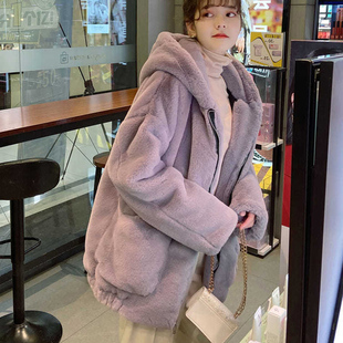 仿兔毛皮草毛绒绒外套女冬装宽松胖mm大码2-300斤加厚保暖上衣潮