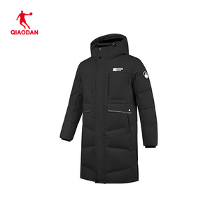 乔丹中长款羽绒服男款冬季加厚鸭绒保暖黑色商场同款运动棉服外套