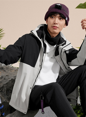 乔丹运动风衣男2024冬季防风保暖羽绒内胆两件套上衣QDFFD324451